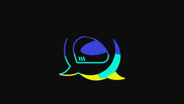 Yellow Racing Helmet Icon Isolated Black Background Extreme Sport Sport — Stockvideo