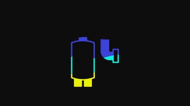 Yellow Car Muffler Icon Isolated Black Background Exhaust Pipe Video — Vídeos de Stock