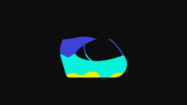Yellow Racing Helmet Icon Isolated Black Background Extreme Sport Sport — Stockvideo