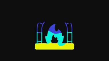 Yellow Blacksmith oven icon isolated on black background. 4K Video motion graphic animation.