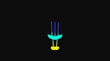 Yellow Medieval sword icon isolated on black background. Medieval weapon. 4K Video motion graphic animation.