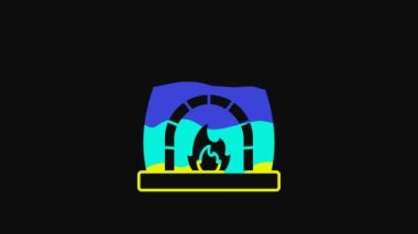 Yellow Blacksmith oven icon isolated on black background. 4K Video motion graphic animation.