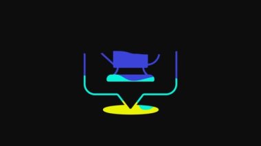 Yellow Blacksmith anvil tool icon isolated on black background. Metal forging. Forge tool. 4K Video motion graphic animation.