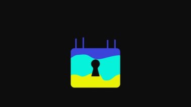 Yellow Lock icon isolated on black background. Padlock sign. Security, safety, protection, privacy concept. 4K Video motion graphic animation.