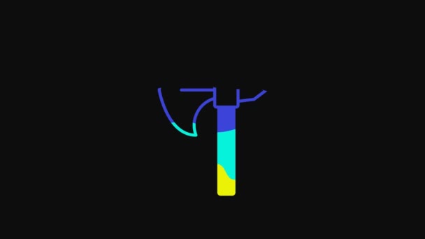 Yellow Medieval Axe Icon Isolated Black Background Battle Axe Executioner — Stock Video