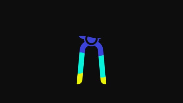 Yellow Blacksmith Pliers Tool Icon Isolated Black Background Video Motion — Wideo stockowe