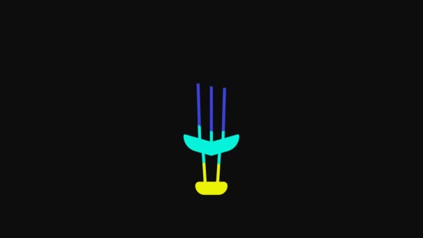 Yellow Medieval Sword Icon Isolated Black Background Medieval Weapon Video — Vídeo de Stock