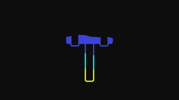 Yellow Sledgehammer Icon Isolated Black Background Video Motion Graphic Animation — Stockvideo