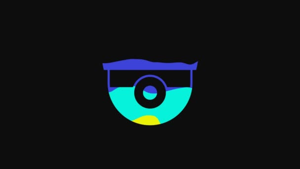 Yellow Security Camera Icon Isolated Black Background Video Motion Graphic — 图库视频影像