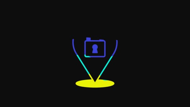 Gele Lock Icoon Geïsoleerd Zwarte Achtergrond Hangslotteken Beveiliging Veiligheid Bescherming — Stockvideo