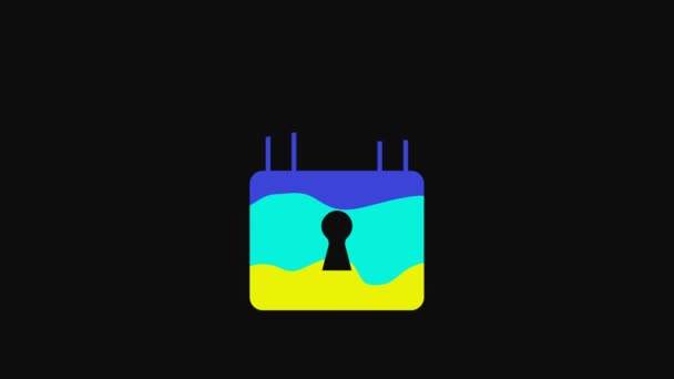 Yellow Lock Icon Isolated Black Background Padlock Sign Security Safety — Stockvideo