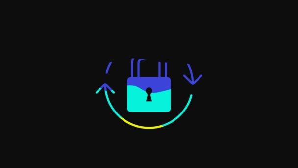 Yellow Lock Icon Isolated Black Background Padlock Sign Security Safety — Vídeos de Stock