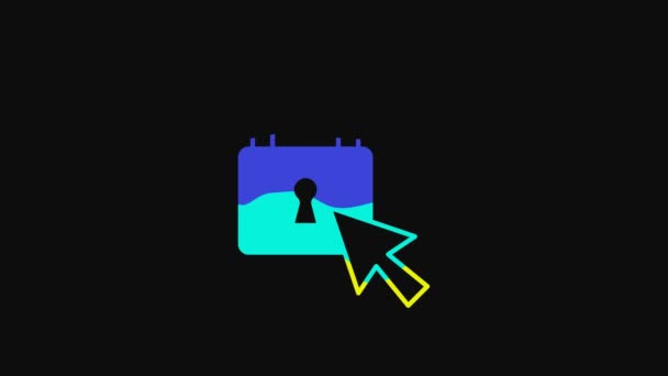 Yellow Lock Icon Isolated Black Background Padlock Sign Security Safety — Stockvideo