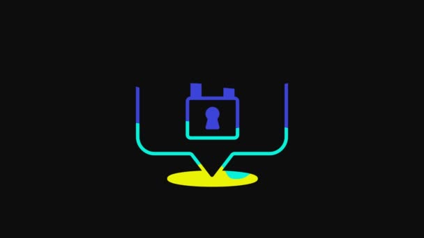 Yellow Lock Icon Isolated Black Background Padlock Sign Security Safety — Wideo stockowe