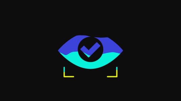 Yellow Eye Scan Icon Isolated Black Background Scanning Eye Security — Wideo stockowe