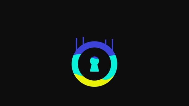 Yellow Lock Icon Isolated Black Background Padlock Sign Security Safety — Vídeo de Stock