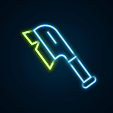 Temizlik simgesi için parlayan neon hattı fırçası siyah arkaplanda izole edildi. Temizlik hizmeti konsepti. Renkli taslak konsepti. Vektör