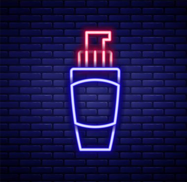 Duvarda izole edilmiş parlak neon çizgili el kremi ikonu. Renkli taslak konsepti. Vektör