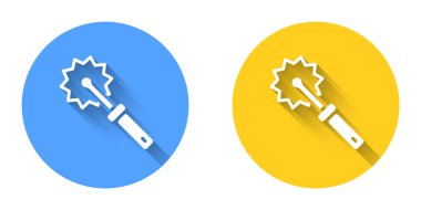 White Cutter roll for honey icon isolated with long shadow background. Tool of the beekeeper. Circle button. Vector