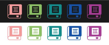 Set Book icon isolated on black and white background. Third volume.  Vector