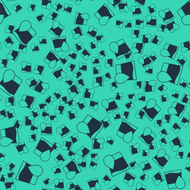 Black Glass with water icon isolated seamless pattern on green background. Soda glass.  Vector