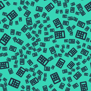 Siyah Hesap Makinesi simgesi yeşil arkaplanda izole edilmiş pürüzsüz desen. Muhasebe sembolü. İş hesaplamaları matematik eğitimi ve finans. Vektör