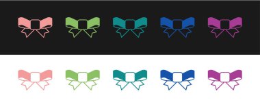 Hediye yay simgesini siyah beyaz arkaplanda izole et. Vektör