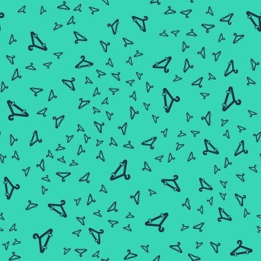 Siyah Askı giysi ikonu yeşil arka planda izole edilmiş pürüzsüz desen. Vestiyer ikonu. Kıyafet servis sembolü. Çamaşır askı tabelası. Vektör