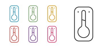 Beyaz arkaplanda kahve termometre simgesini izole et. Simgeleri renklendirin. Vektör