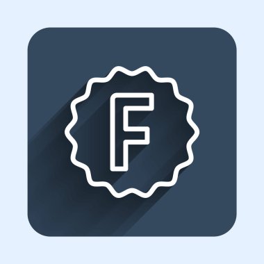 White line Exam paper with incorrect answers survey icon isolated with long shadow background. Bad mark of test results. Blue square button. Vector