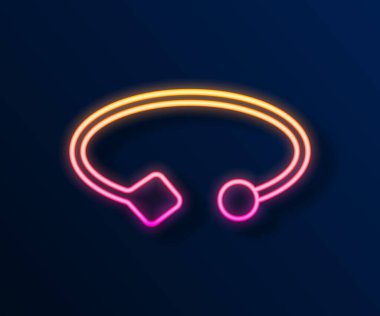 Parlayan neon çizgisi bilezik mücevher ikonu siyah arka planda izole edildi. Bilezik işareti. Vektör