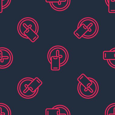 Kırmızı çizgi saat etrafında dağıtım ikonu siyah arka planda izole edilmiş kusursuz desen. Vektör