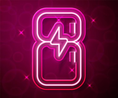 Parlayan neon hattı buzdolabı simgesi kırmızı arkaplanda izole edildi. Buzdolabı buzdolabı. Ev aletleri ve aletler. Vektör