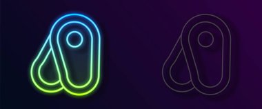 Parlayan neon hattı biftek ikonu siyah arka planda izole edildi. Vektör