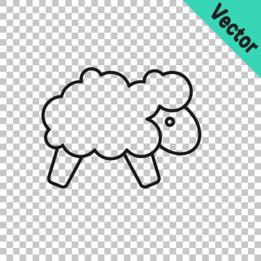 Black line Sheep icon isolated on transparent background. Counting sheep to fall asleep.  Vector