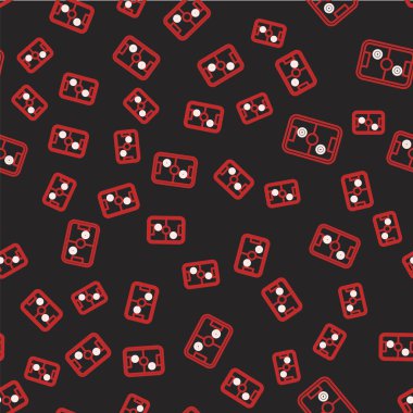 Line Air hockey table icon isolated seamless pattern on black background.  Vector