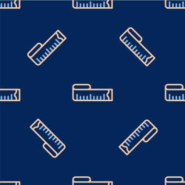 Hat mezurası simgesi mavi arkaplanda izole edilmiş pürüzsüz desen. Ölçüm bandı. Vektör