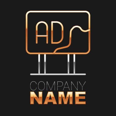 Satır Reklam simgesi siyah arkaplanda izole edildi. Pazarlama ve tanıtım süreci kavramı. İlgili reklamlar. Sosyal medya reklamcılığı. Renkli taslak konsepti. Vektör