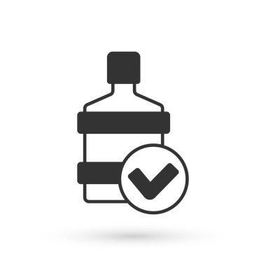 Beyaz arka planda temiz su ikonu olan gri büyük şişe. Soğutucu için plastik kap. Vektör