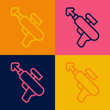 Pop Art Line Balıkçılık zıpkın ikonu renk arka planında izole edildi. Suyun altında balık yakalamak için balıkçılık üreticileri. Su altı ekipmanları. Vektör