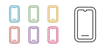 Akıllı telefon hattı, cep telefonu simgesi beyaz arkaplanda izole edildi. Simgeleri renklendirin. Vektör