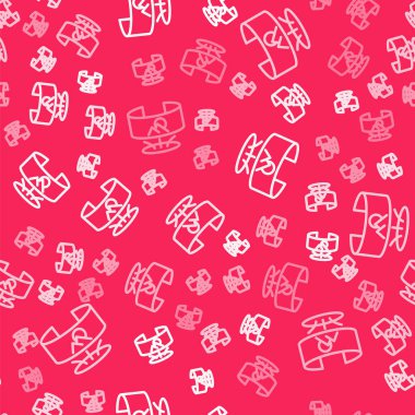 Beyaz çizgi 360 derece görüntü simgesi kırmızı arkaplanda izole edilmiş. Sanal gerçeklik. 360 derecelik açıyla. Panorama fotoğrafı. Vektör