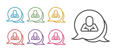 Konuşma baloncuğu sohbet simgesini beyaz arkaplanda izole et. İleti simgesi. İletişim ya da yorum sohbet sembolü. Simgeleri renklendirin. Vektör