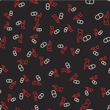 Çizgi Medikal reçeteli ikon siyah arka planda izole edilmiş kusursuz desen. RX formu. Yemek tarifi. Eczane ya da ilaç sembolü. Vektör