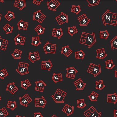 Line Smart ev simgesi siyah arkaplanda izole edilmiş. Uzaktan kumanda. Vektör