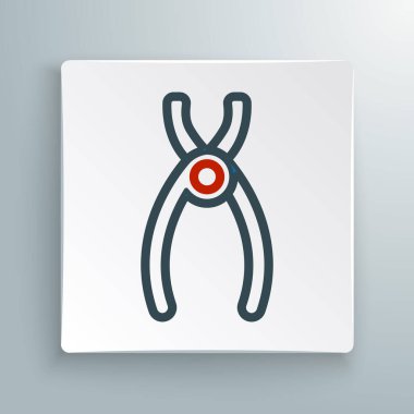 Çizgi Dişçi kerpeten simgesi beyaz arkaplanda izole edildi. Diş aletleri. Renkli taslak konsepti. Vektör