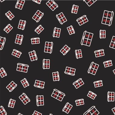 Line Video sohbet konferansı simgesi siyah arkaplanda izole edilmiş kusursuz desen. Çevrimiçi iş görüşmesi formu. Uzak proje yönetimi. Vektör