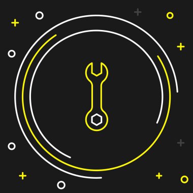 Çizgi Anahtarı simgesi siyah arkaplanda izole edildi. Anahtar tamir aleti. Servis aracı sembolü. Renkli taslak konsepti. Vektör