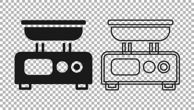 Siyah Elektronik ölçek simgesi şeffaf arkaplanda izole edildi. Ağırlık ölçüm aletleri. Vektör