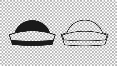 Siyah Denizci şapkası simgesi şeffaf arkaplanda izole edildi. Vektör